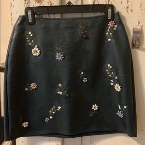 Zara leather skirt with bead floral detail